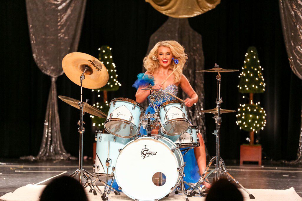 Holly Morgan plays the drums for the talent portion of the Miss Southlake contest