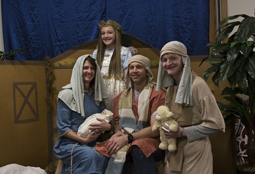 Jason and Becky Corry, with children Josh and Breanna, took part in the live Nativity