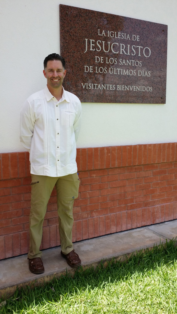 Matt Osborne outside LDS chapel in Playa Del Carmen, Mexico in June 2016